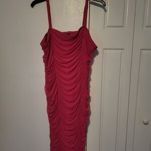 Torrid Pink Ruched Midi Dress